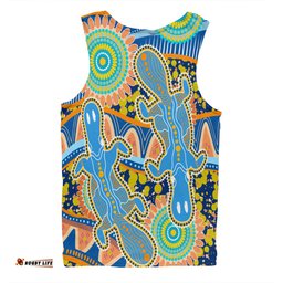 Amazing Aussie Australia Platypus Aboriginal Blue Platypus With Aboriginal Art Dot Painting Patterns Inspired Men Tank Top
