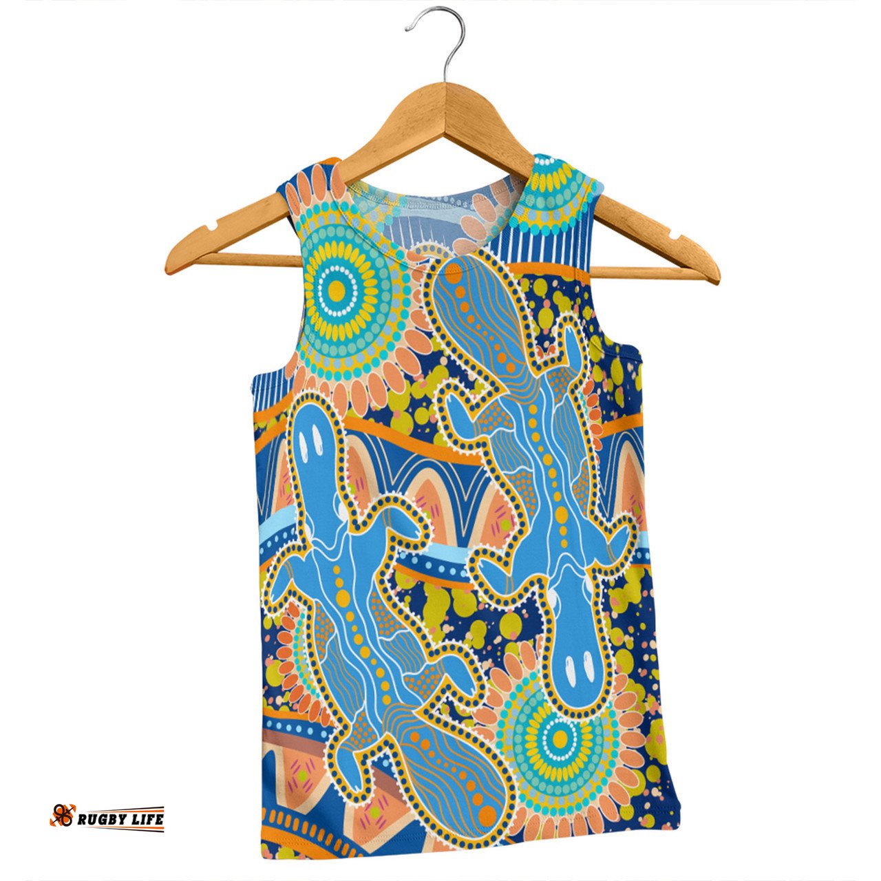 Amazing Aussie Australia Platypus Aboriginal Blue Platypus With Aboriginal Art Dot Painting Patterns Inspired Men Tank Top