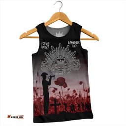 Amazing Aussie Australia Anzac Day Lest We Forget Red Men Tank Top