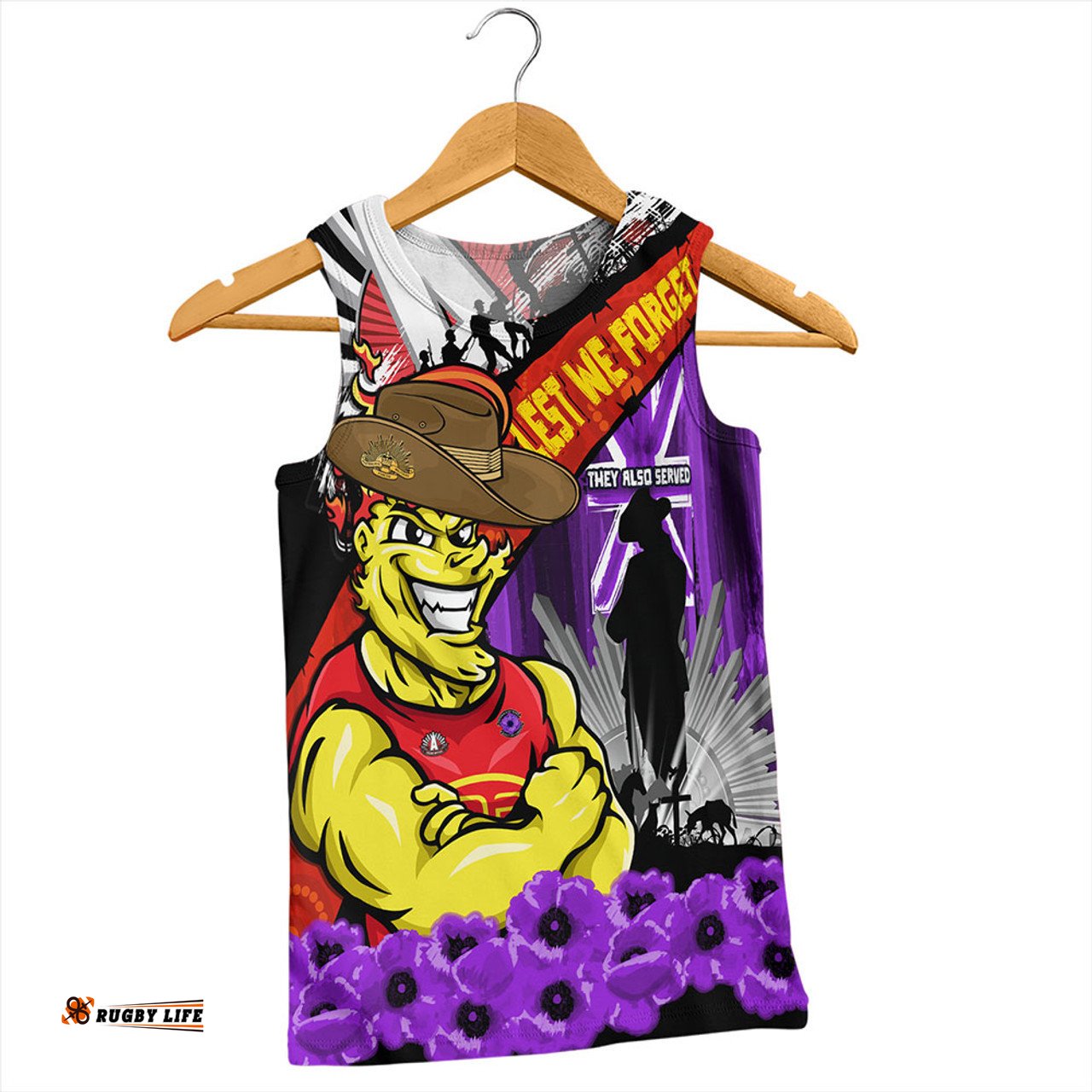 Amazing Aussie Gold Coast SUNS ANZAC Day Honor Purple Valor And Spirit Men Tank Top