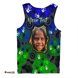 Amazing Aussie Australia Torres Strait Islands Custom Aboriginal Dot Art Indigenous Handprints Personalised Photo Men Tank Top