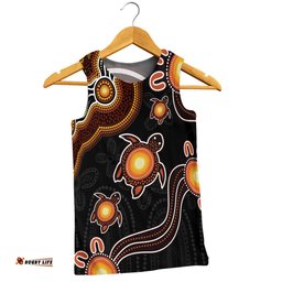 Amazing Aussie Australia Aboriginal Turtle Dreaming Journey Featuring Dot Art Men Tank Top