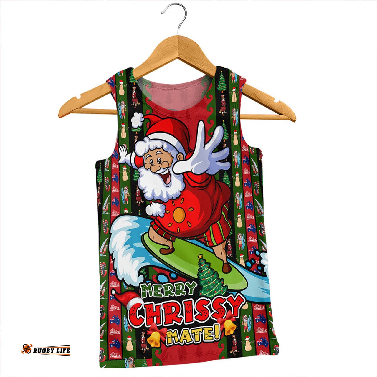 Amazing Aussie Australia Merry Chrissy Mate Santa Claus Surf Edition Men Tank Top