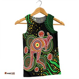 Amazing Aussie Australia Kangaroo Aboriginal Custom Aboriginal Plant With Kangaroo Colorful Art Men Tank Top