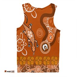 Amazing Aussie Australia Goanna Aboriginal Indigenous Dot Goanna (Orange) Men Tank Top