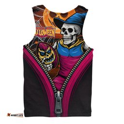 Amazing Aussie Brisbane Lions Halloween Night Reaper Zipper Men Tank Top