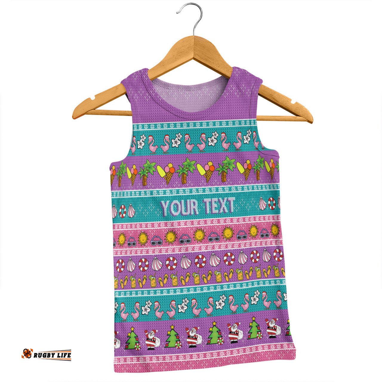 Amazing Aussie Australia Christmas Custom Aussie Christmas Flamingo Summer Vibes Purple Men Tank Top
