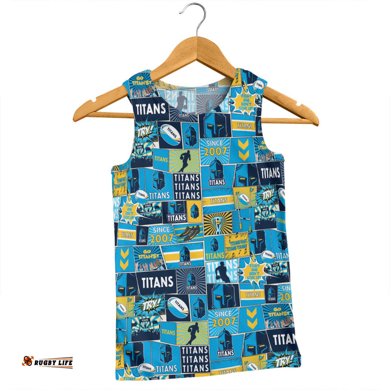 Amazing Aussie Gold Coast Titans Team Of Us Die Hard Fan Supporters Comic Style Men Tank Top