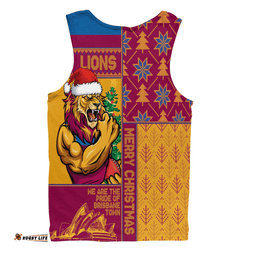 Amazing Aussie Brisbane Lions Merry Christmas Knit Style Festive Spirit Men Tank Top