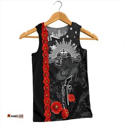 Amazing Aussie Australia Poppy Line Anzac Memorial Black Men Tank Top
