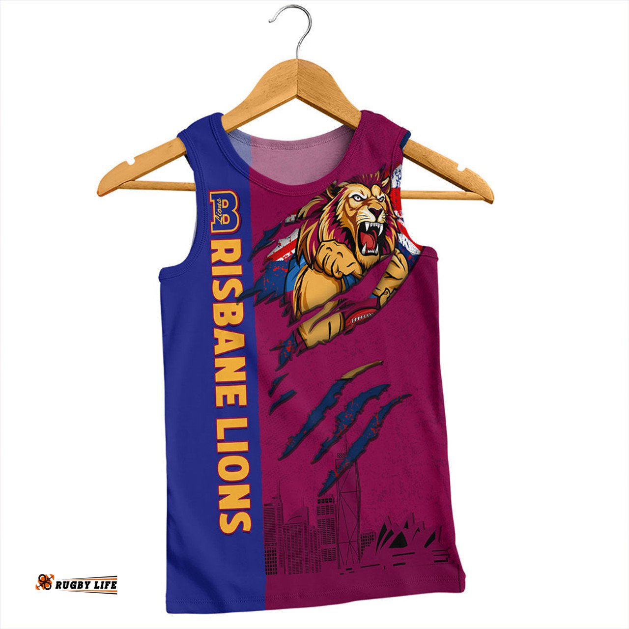 Amazing Aussie Brisbane Lions Burning Passion Of Power Scratch Style Men Tank Top
