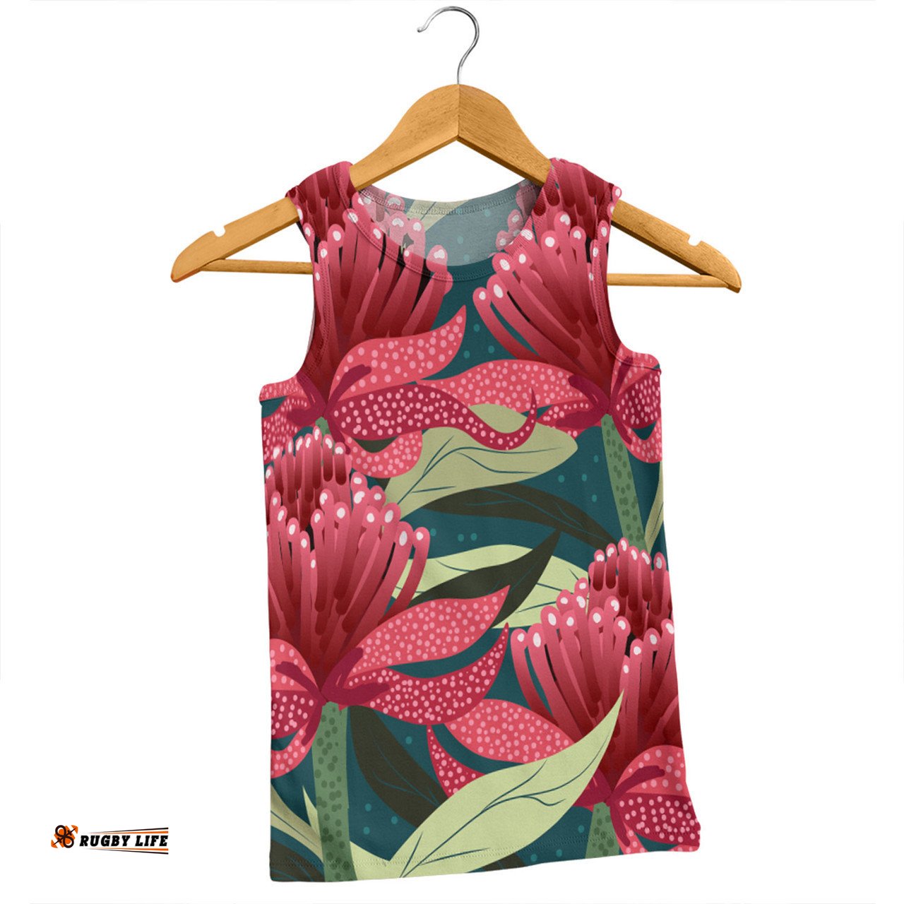 Amazing Aussie Australia Flowers Aboriginal Australian Waratah Flowers Painting In Aboriginal Style Men Tank Top