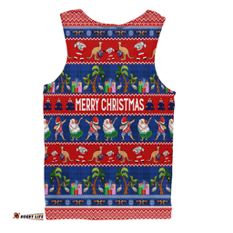 Amazing Aussie Australia Christmas Custom Tropical Ugly Xmas Santa Dapping And Dancing Men Tank Top
