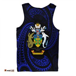 Amazing Aussie Australia South Sea Islanders Solomon Islands Blue Tribal Wave Pattern Men Tank Top
