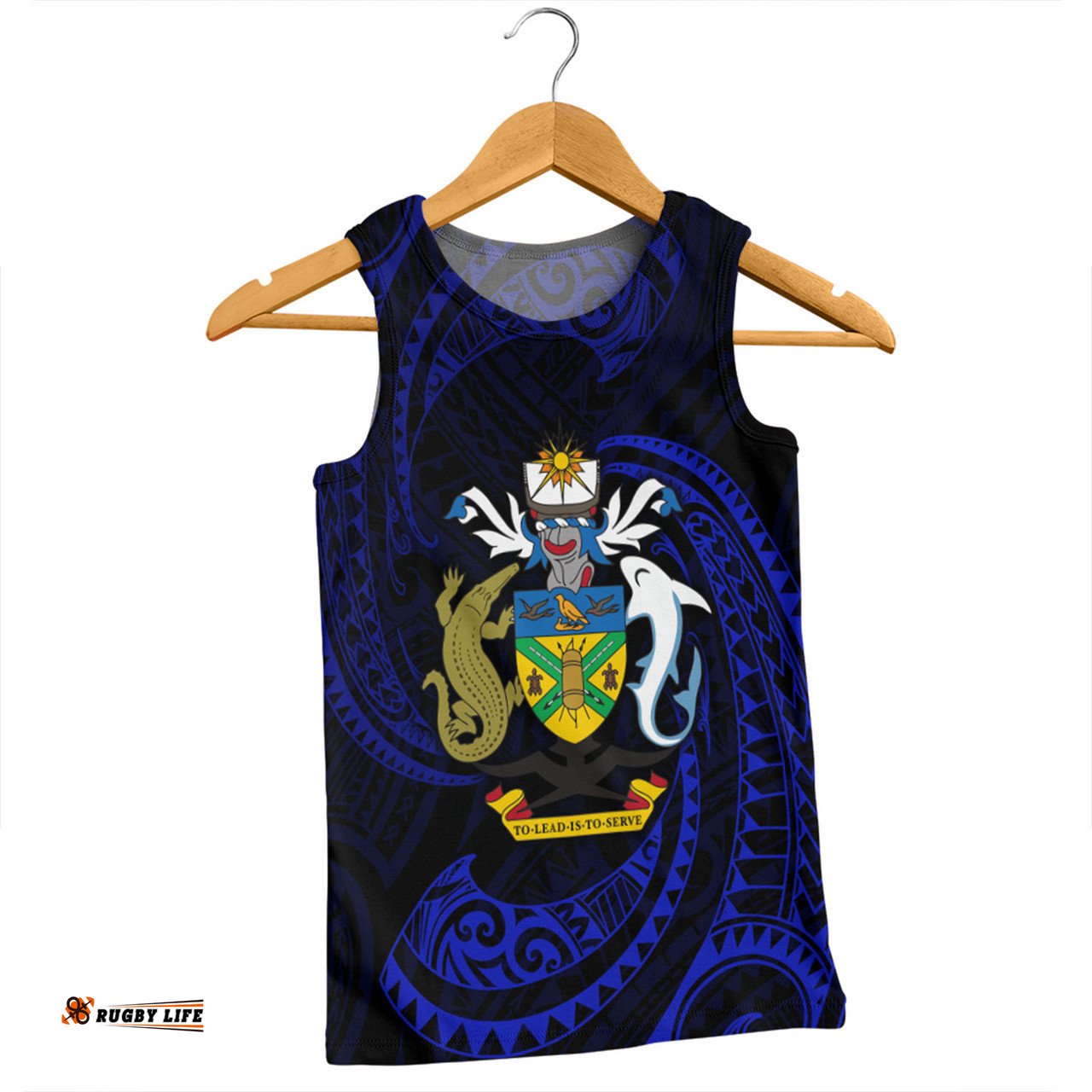 Amazing Aussie Australia South Sea Islanders Solomon Islands Blue Tribal Wave Pattern Men Tank Top