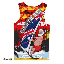 Amazing Aussie Australia Surfing Christmas Tropical Santa Catch The Wave Men Tank Top
