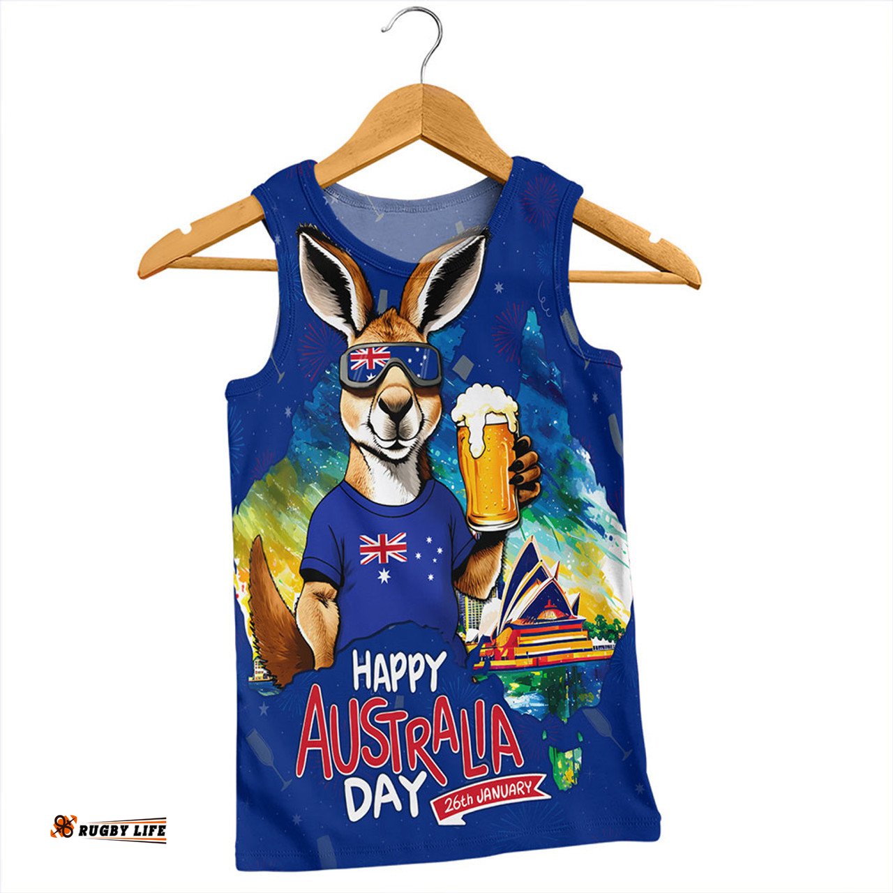 Amazing Aussie Australia Happy Australia Day Funny Kangaroo With Beer Men Tank Top
