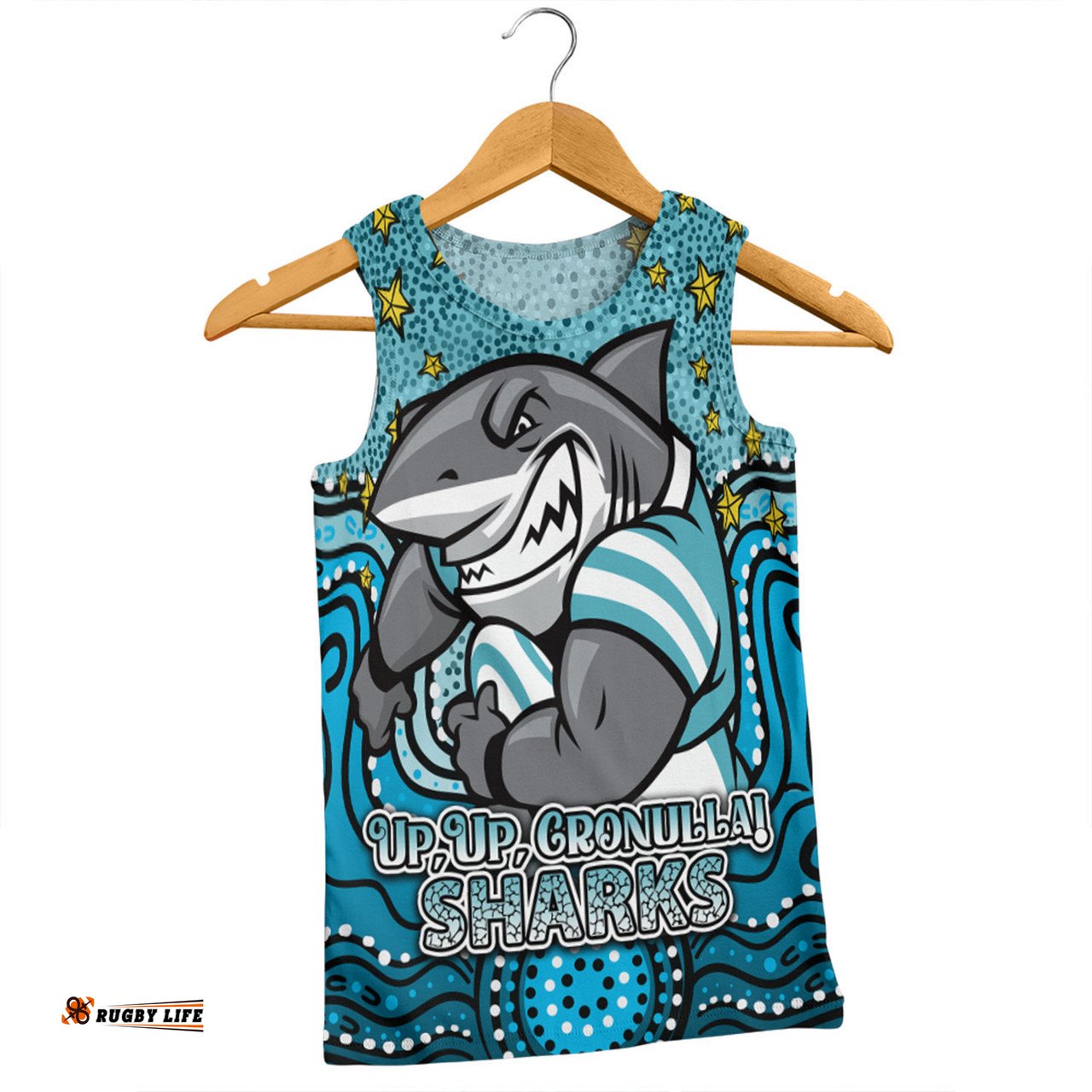 Amazing Aussie Cronulla Sutherland Sharks Custom Custom With Aboriginal Inspired Style Of Dot Painting Patterns Men Tank Top