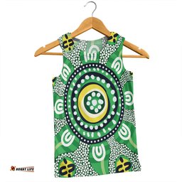 Amazing Aussie Australia Dot Painting Inspired Aboriginal Green Aboriginal Inspired Dot Art Men Tank Top