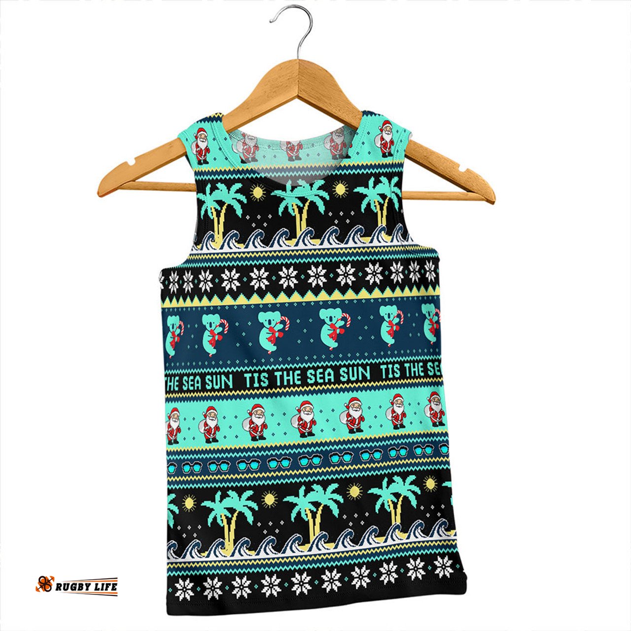 Amazing Aussie Australia Sunny Christmas By The Sea Black Men Tank Top