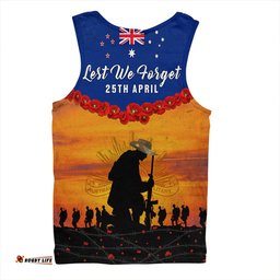 Amazing Aussie Australia Anzac Day Lest We Forget Honoring The Anzac Spirit Orange Men Tank Top