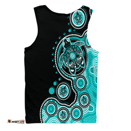 Amazing Aussie Australia Indigenous Turtle Aboriginal Dot Art Turquoise Men Tank Top