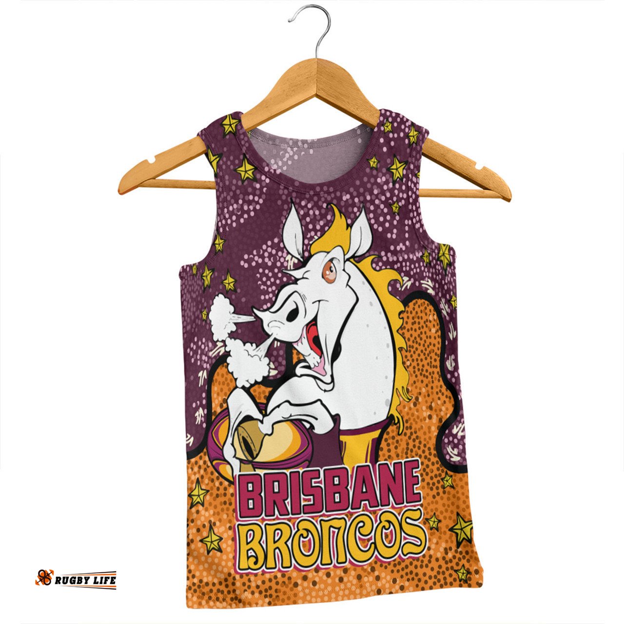 Amazing Aussie Brisbane Broncos Custom Team With Dot And Star Patterns For Tough Fan Men Tank Top