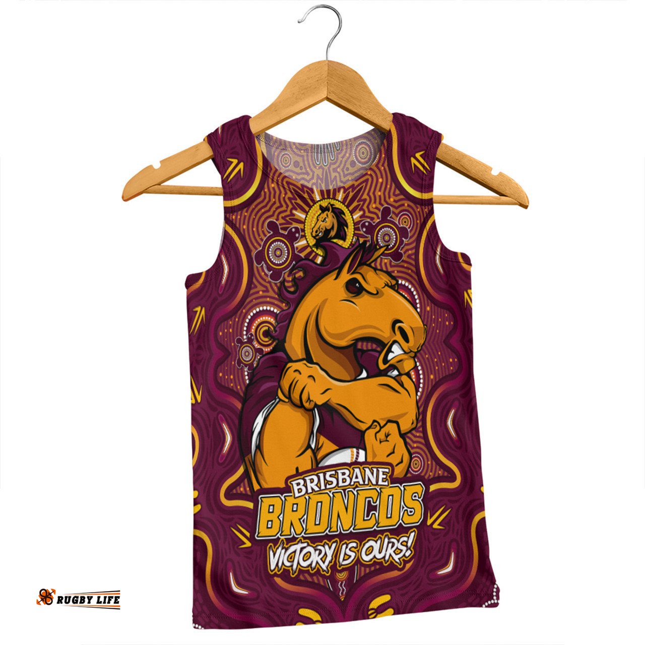 Amazing Aussie Brisbane Broncos Aboriginal Pattern Inspired Victory Is Ours Men Tank Top
