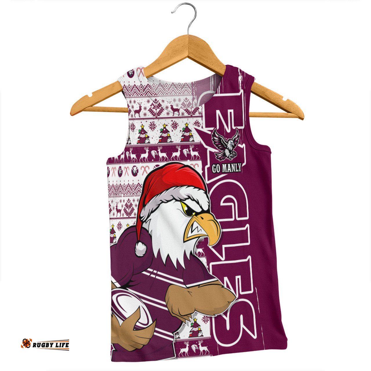 Amazing Aussie Manly Warringah Sea Eagles Merry Ugly Xmas Nordic Pattern Style Men Tank Top