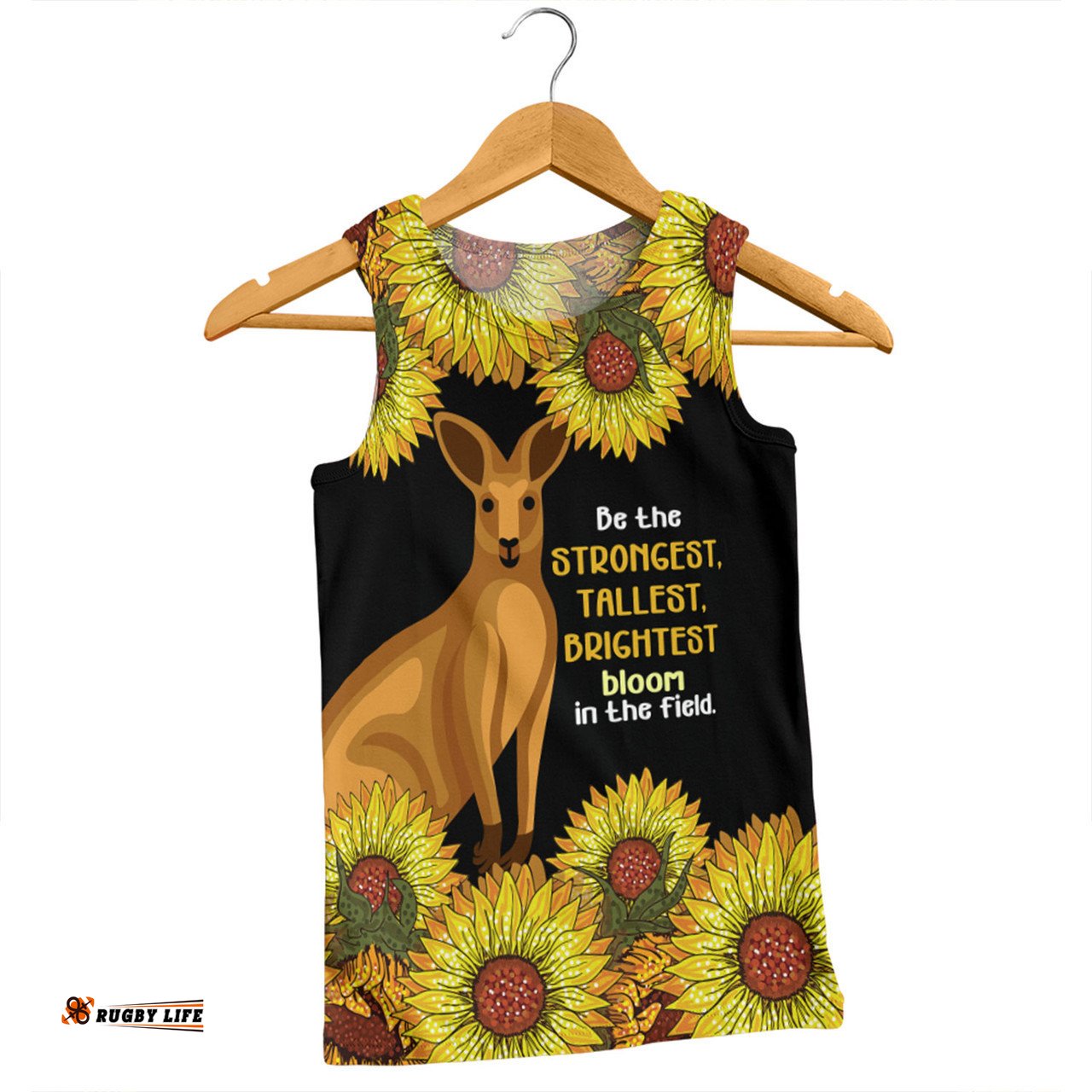 Amazing Aussie Australia Kangaroo Aboriginal Custom Aboriginal Sunflowers With Kangaroo Be The Strongest Dot Painting Art Men Tank Top