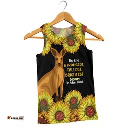Amazing Aussie Australia Kangaroo Aboriginal Custom Aboriginal Sunflowers With Kangaroo Be The Strongest Dot Painting Art Men Tank Top
