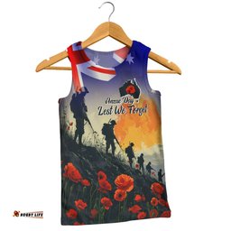 Amazing Aussie Australia Custom Anzac Day Soldiers With Australia Flag Men Tank Top