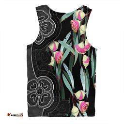 Amazing Aussie Australia Aboriginal Seamless Pattern With Eucalyptus Flower Men Tank Top