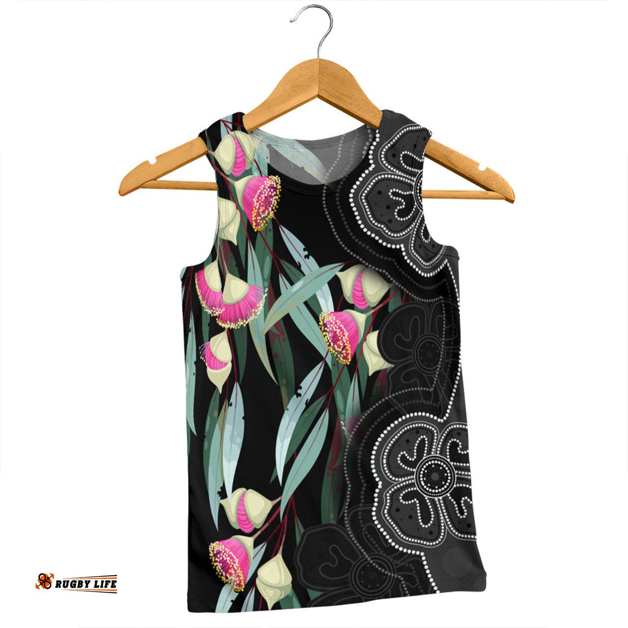 Amazing Aussie Australia Aboriginal Seamless Pattern With Eucalyptus Flower Men Tank Top