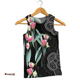 Amazing Aussie Australia Aboriginal Seamless Pattern With Eucalyptus Flower Men Tank Top