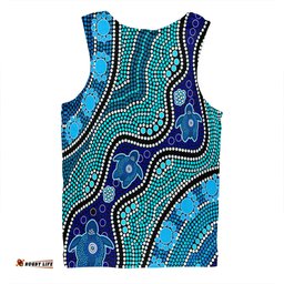 Amazing Aussie Australia Turtles Aboriginal Custom Dreamtime River And Turtles Dot Art Painting Men Tank Top