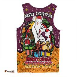 Amazing Aussie Brisbane Broncos Christmas Custom Merry Christmas Our Beloved Team With Aboriginal Dot Art Pattern Men Tank Top