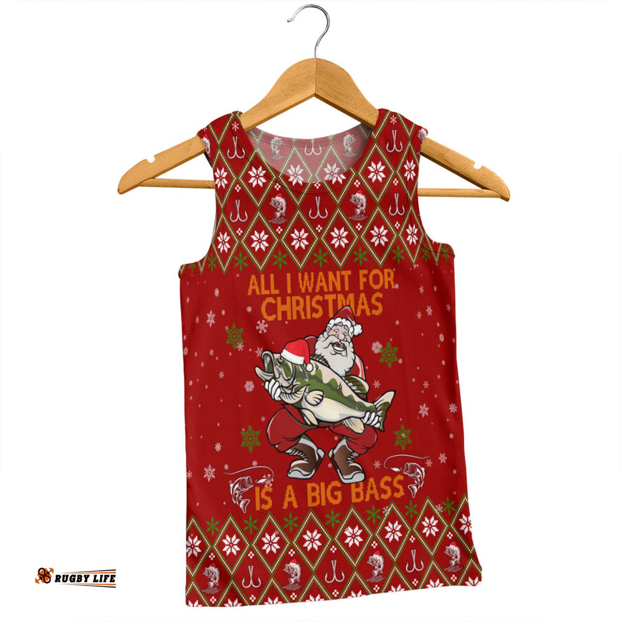 Amazing Aussie Australia Christmas Fishing Custom All I Want For Christmas Is A Big Bass Men Tank Top