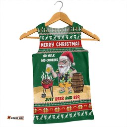 Amazing Aussie Australia Merry Christmas, Grilling Santa With Barbecue And Beer Green Men Tank Top