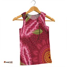 Amazing Aussie Australia Flowers Aboriginal Pink Bottle Brush Flora In Indigenous Painting Men Tank Top