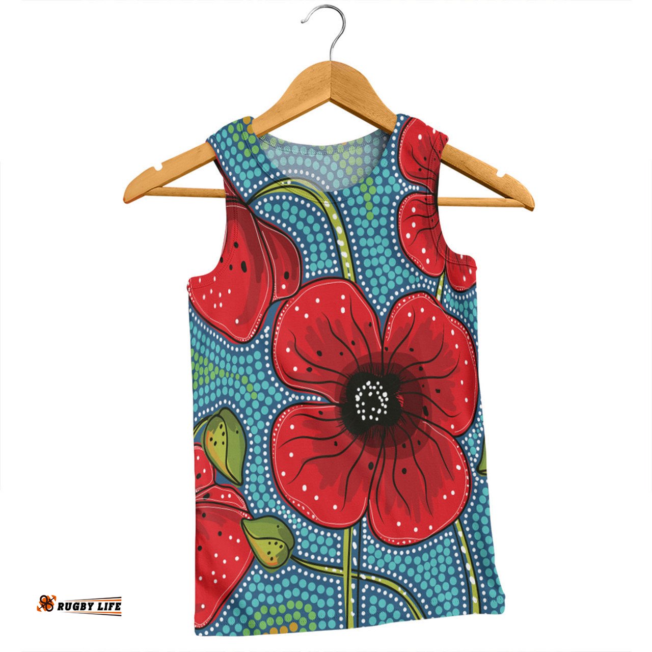 Amazing Aussie Australia Flowers Aboriginal Aboriginal Dot Art Of Australian Poppy Flower Painting Men Tank Top