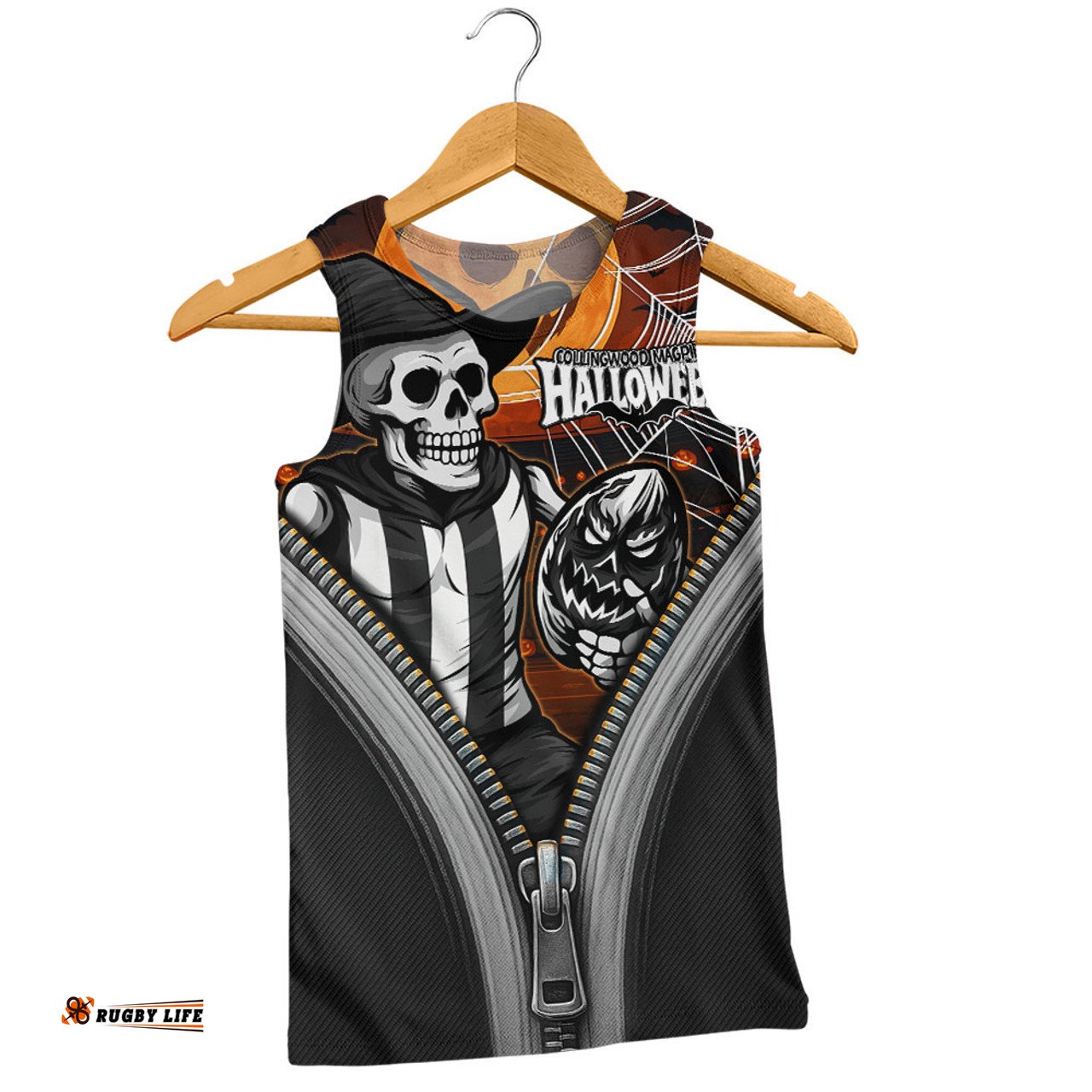 Amazing Aussie Collingwood Halloween Night Reaper Zipper Men Tank Top