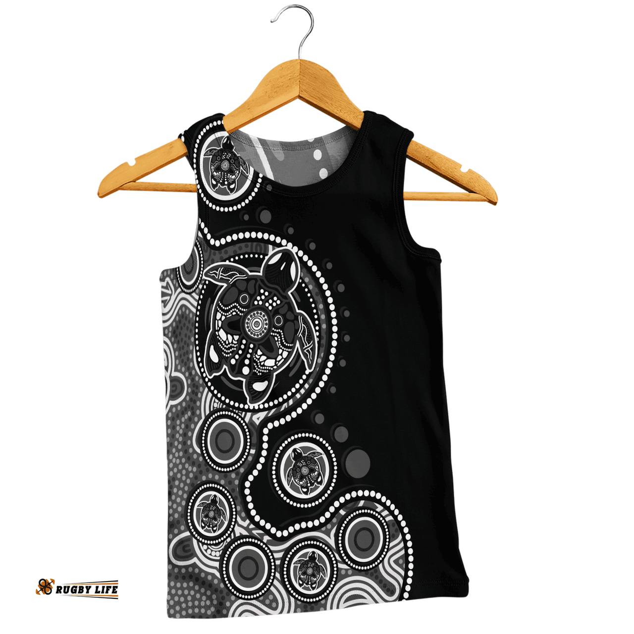 Amazing Aussie Australia Indigenous Turtle Aboriginal Dot Art Black Men Tank Top