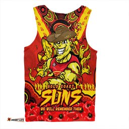 Amazing Aussie Gold Coast SUNS Ripped Legacy Of The Game The ANZAC Spirit Lives On Men Tank Top