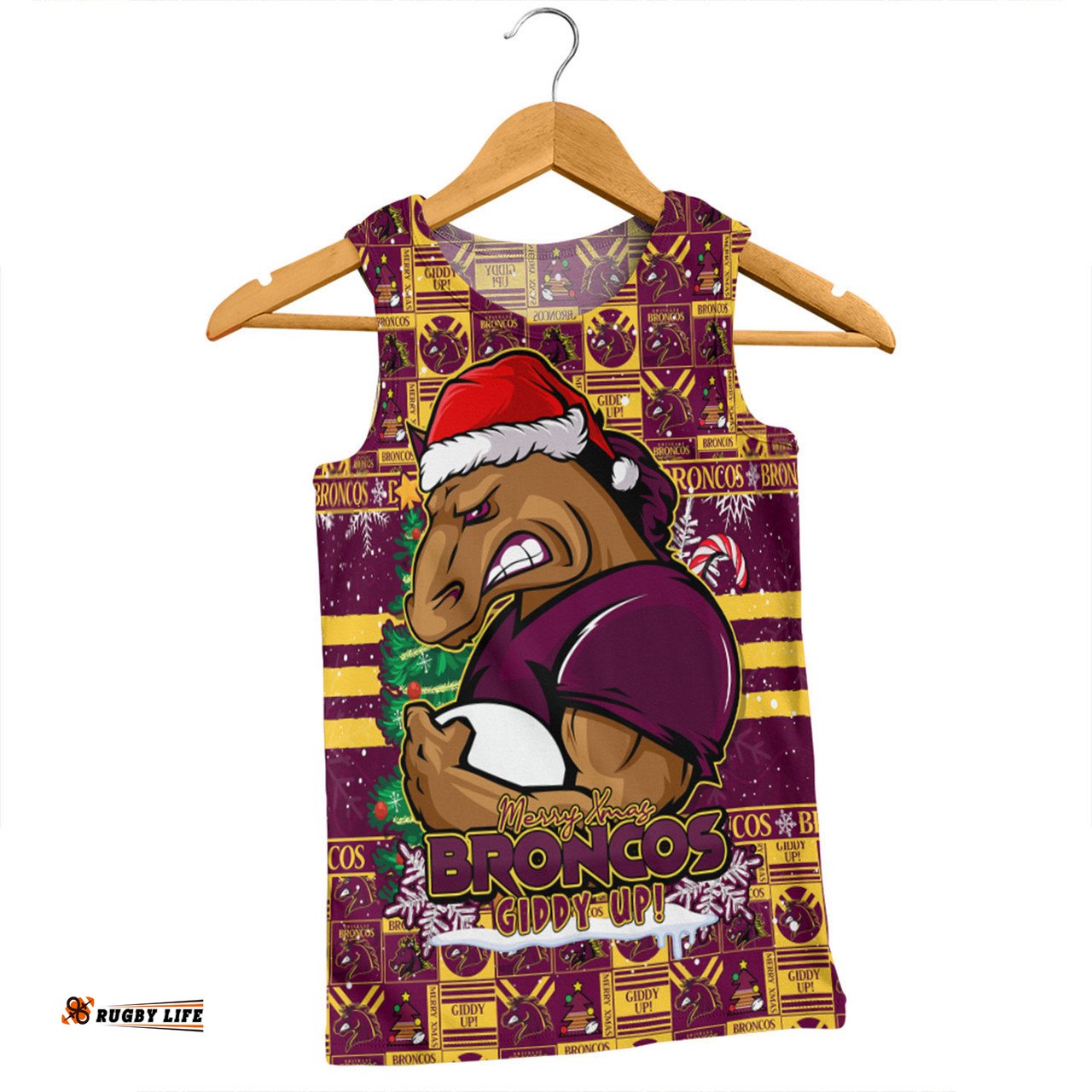 Amazing Aussie Brisbane Broncos Merry Ugly Christmas Comic Style Men Tank Top