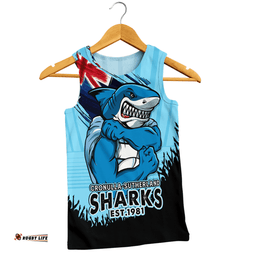 Amazing Aussie Cronulla Sutherland Sharks Heart Of A Fighter Tough And Fearless Men Tank Top