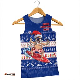 Amazing Aussie Australia Merry Christmas Mate Surf's Up Santa Blue Men Tank Top
