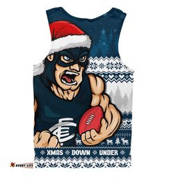 Amazing Aussie Carlton Merry Christmas Down Under Footy Power Style Men Tank Top