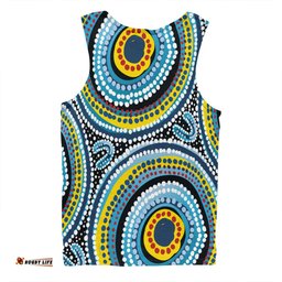 Amazing Aussie Australia Dot Painting Inspired Aboriginal Blue Aboriginal Style Dot Art Men Tank Top