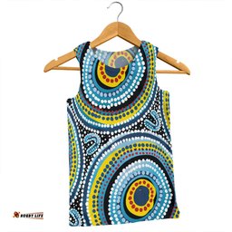 Amazing Aussie Australia Dot Painting Inspired Aboriginal Blue Aboriginal Style Dot Art Men Tank Top